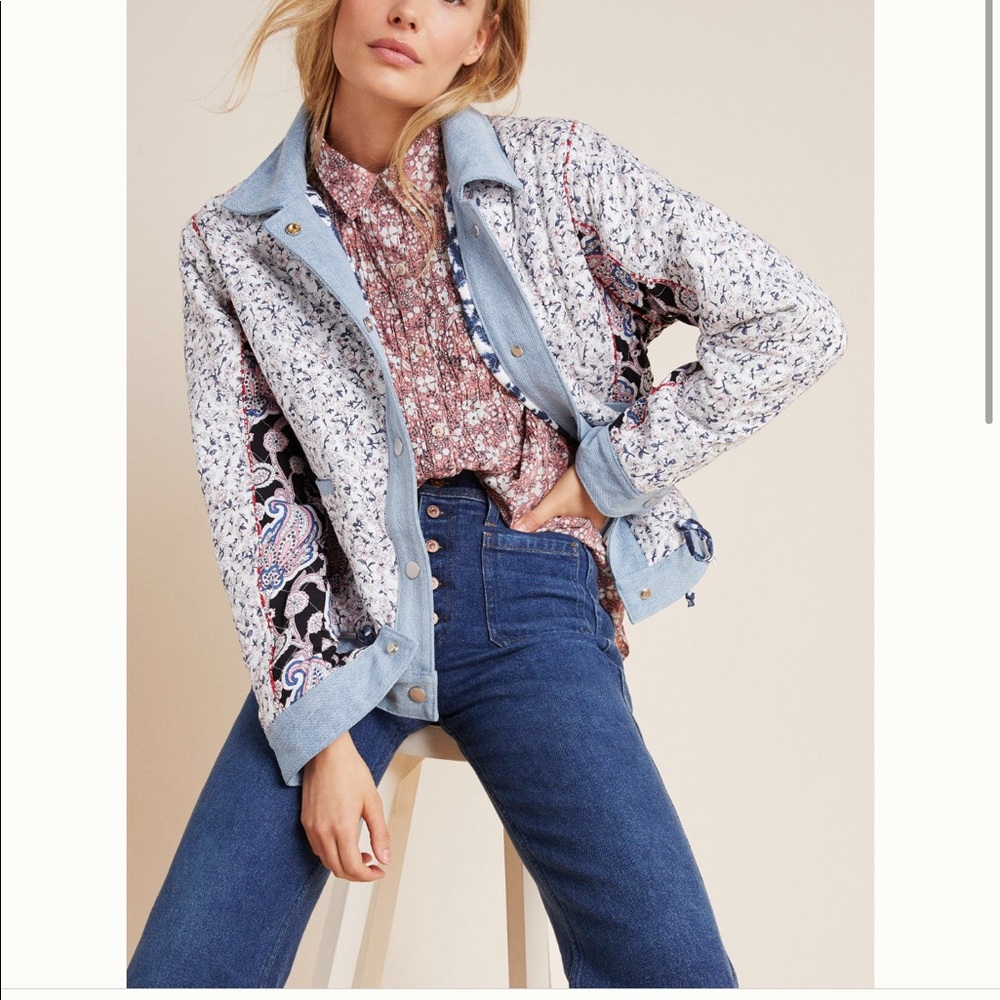 Anthropologie Denim Trimmed Reversible Jacket
